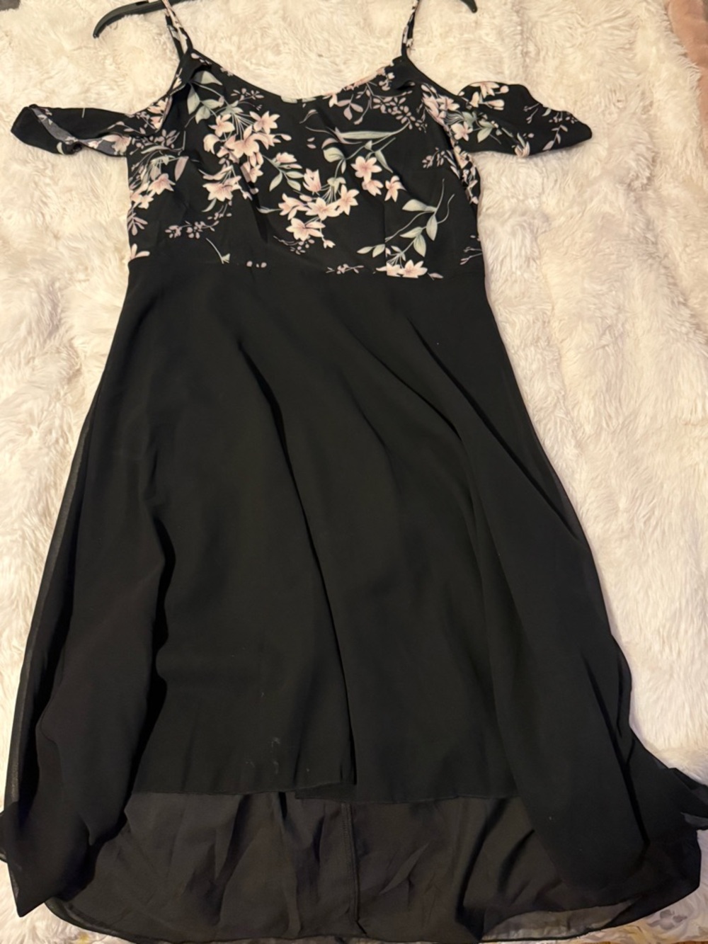 SHEIN floral black and pink midi dress size medium EUC - Picture 3 of 7